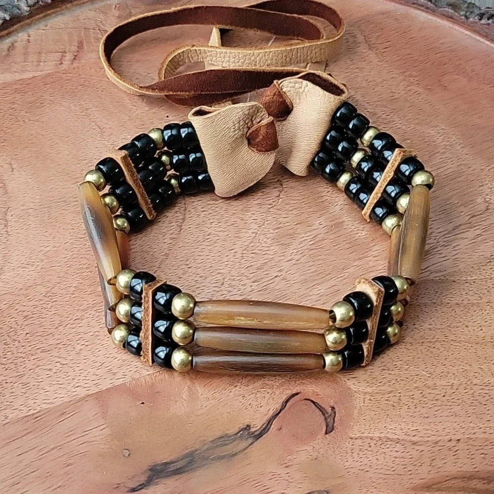 Hand Crafted 3 Stack Beaded Choker Necklace - Picture 1 of 9